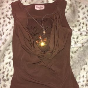 Brown cute Lacey top